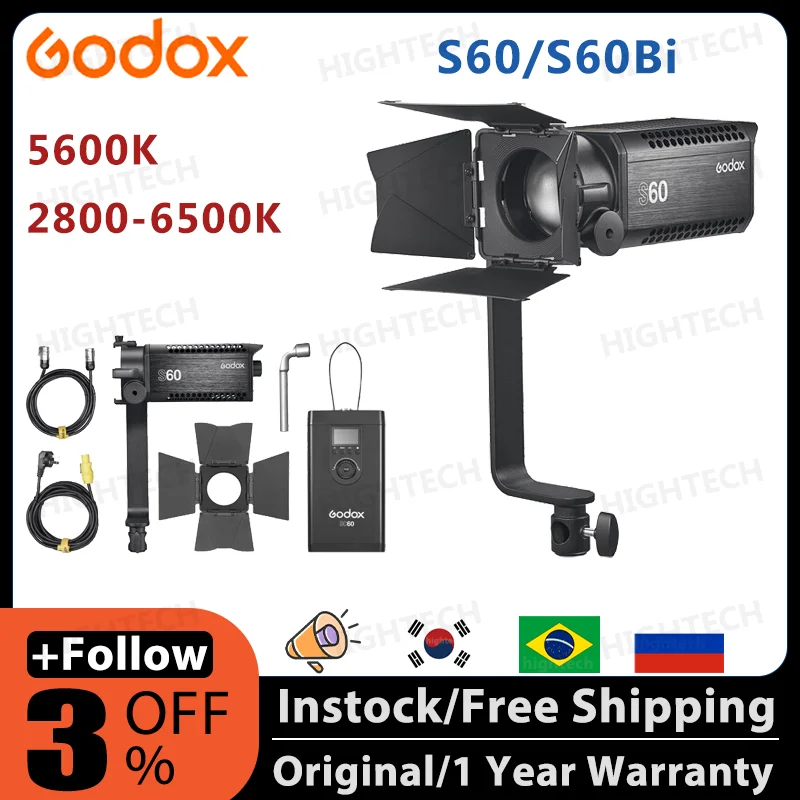 Godox S60 S60Bi Ŀ LED   , CRI96 60W 77W ƮƮ, ͺ ʻȭ  